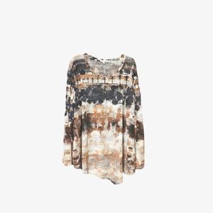 Erin London Women's Mesh Style Aztec Print Long Sleeve Shirt Size 3X